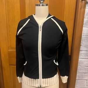 Gisele Fast Furious Style l Moto l Black Silk Blend Hoodie l Ribbed Trim l Large